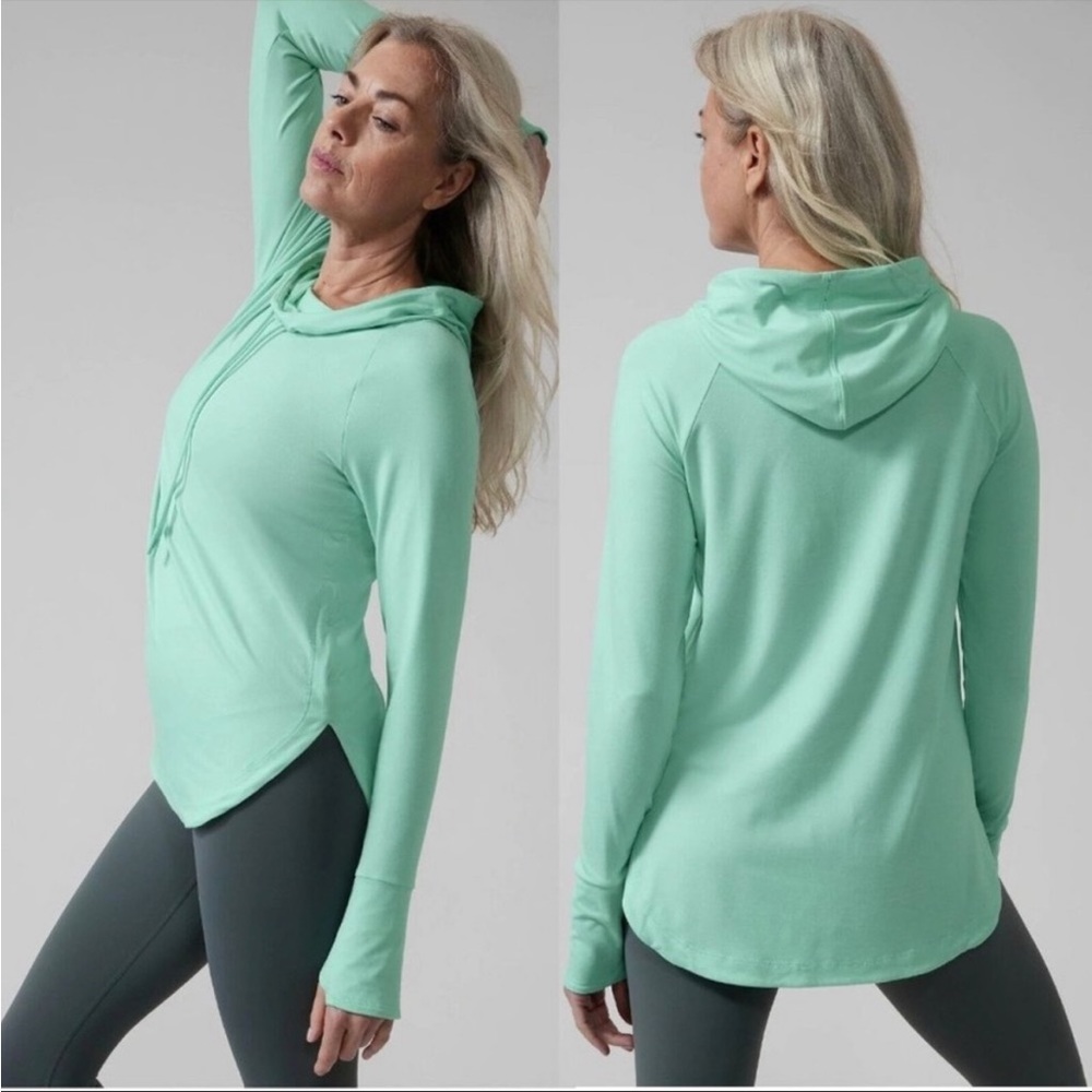 Athleta Uptempo Hoodie Sweatshirt aqua wintergreen mint workout top size S